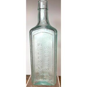 Antique Scotts Emulsion Cod Liver Oil Bottle With Lime Soda Embossed Medicinal